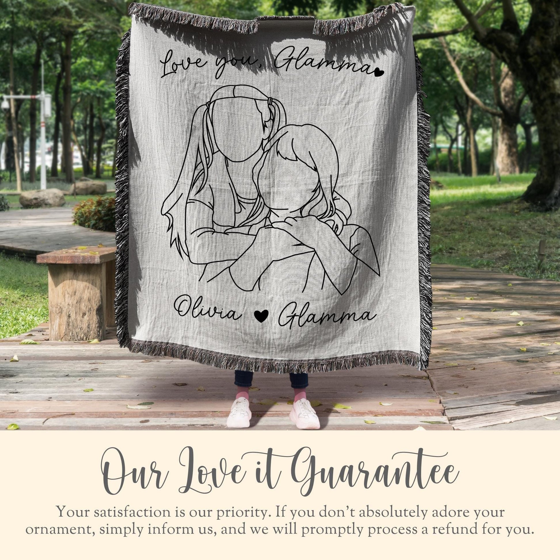 Personalized Glamma Line Art Portrait Woven Blanket Gift for Glamma Art Tapestry Mothers Day Gift Glamma Faceless Drawing Throw Wall Decor
