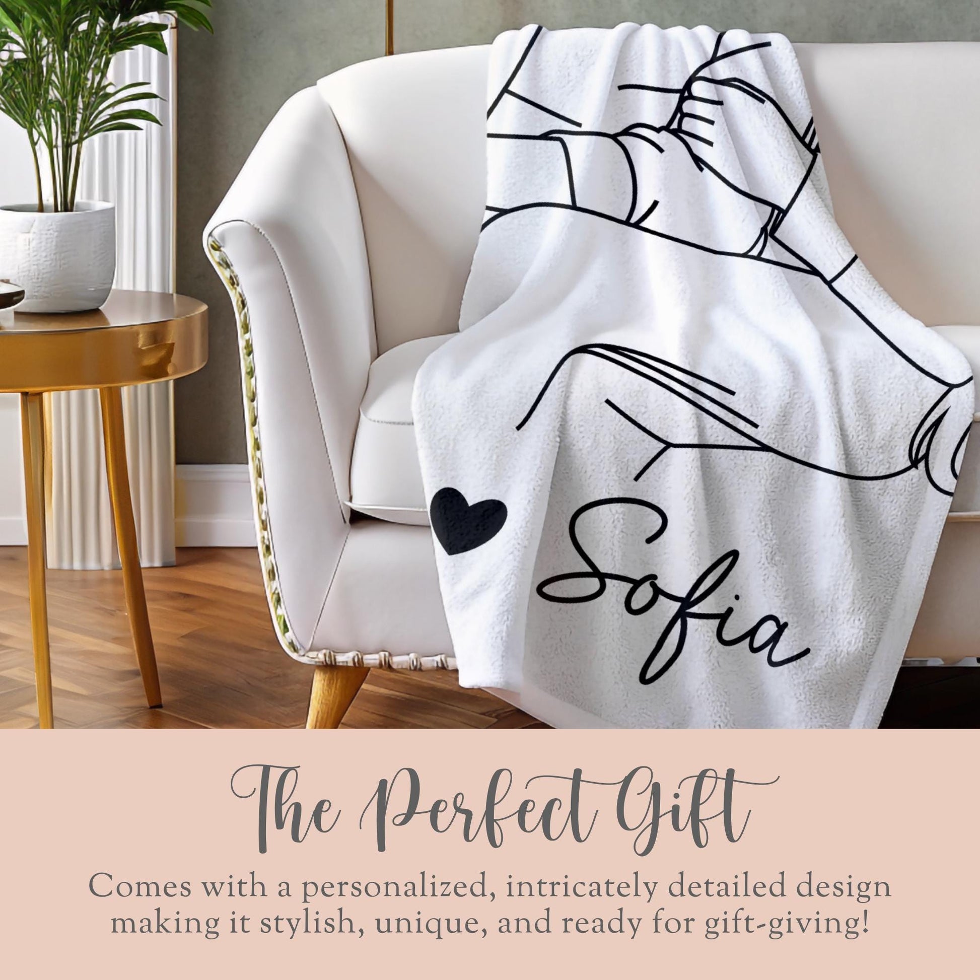 Gift for Nana Line Drawing Fleece Blanket