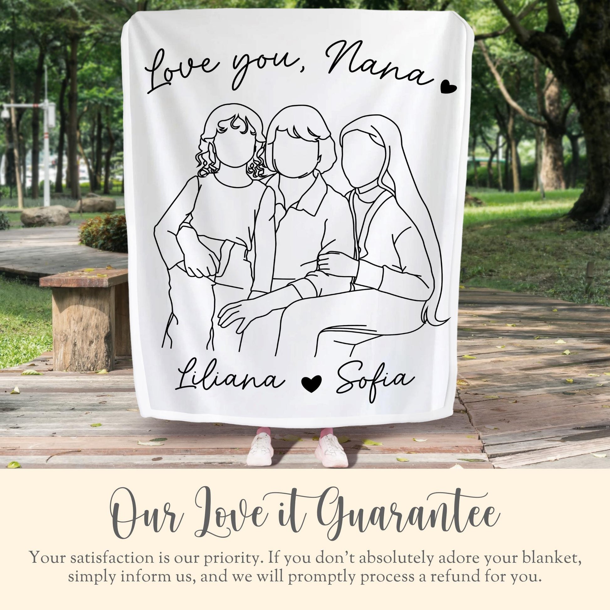 Personalized Nana Line Art Portrait Minky Blanket Gift for Nana Line Drawing Fleece Blanket Mothers Day Gift Nana Faceless Plush Throw Gift