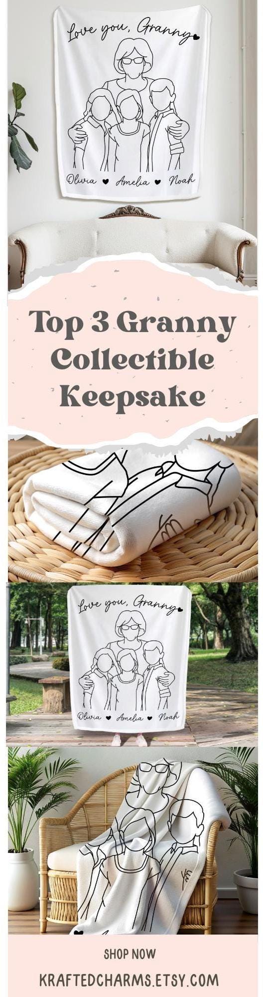 Grandma Line Drawing Wall Decor
Granny Faceless Fleece Blanket
Granny Line Art Minky Blanket