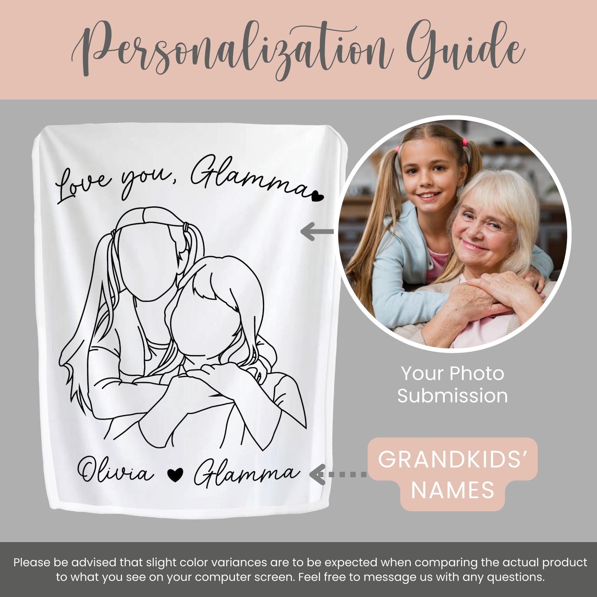 Personalized Glamma Line Art Portrait Minky Blanket Gift for Glamma Faceless Fleece Blanket Mothers Day Gift Glamma Line Drawing Wall Decor