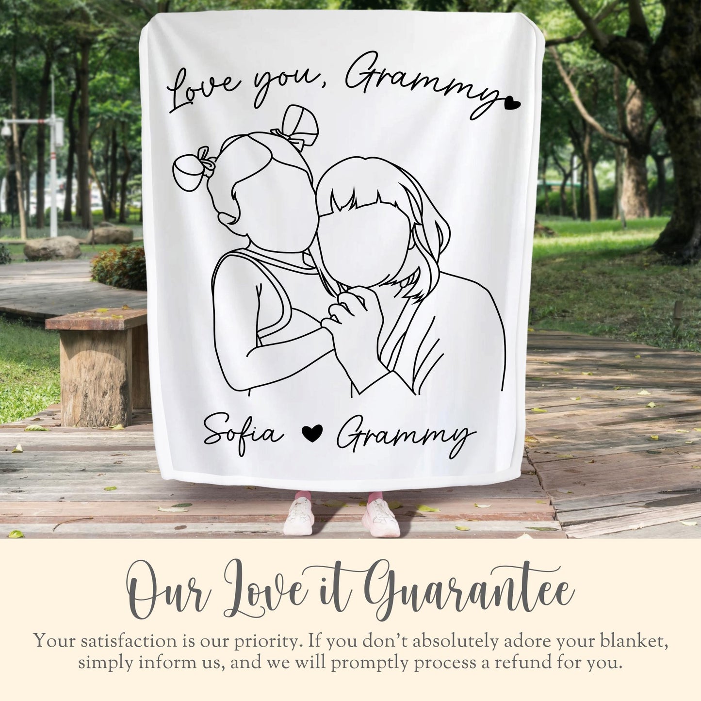 Personalized Grammy Line Art Portrait Minky Blanket Gift for Grammy Keepsake Blanket Grammy Line Drawing Fleece Blanket Mothers Day Gift