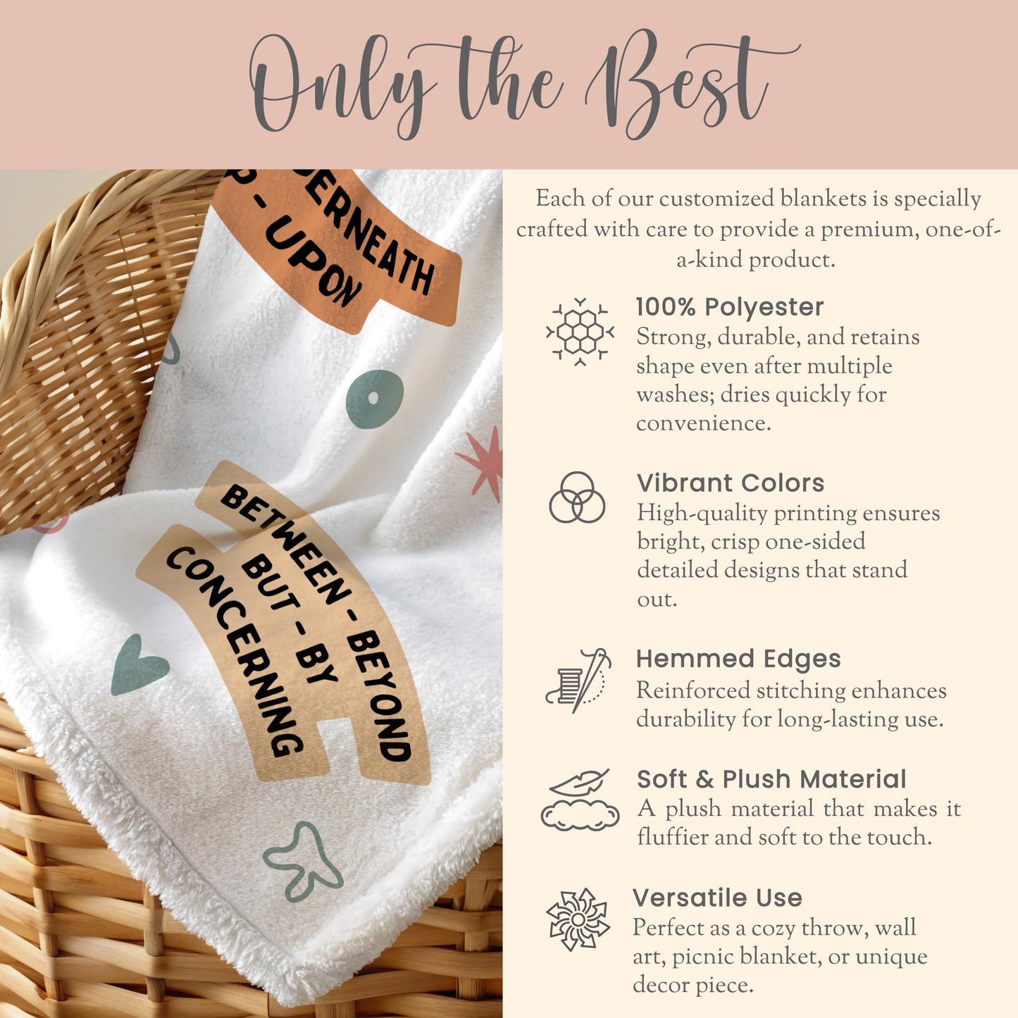 Personalized CC Preposition Minky Blanket Gift for English Teacher Plush Throw Year End Gift Grammar Fleece Blanket CC Tutor Gift Essentials