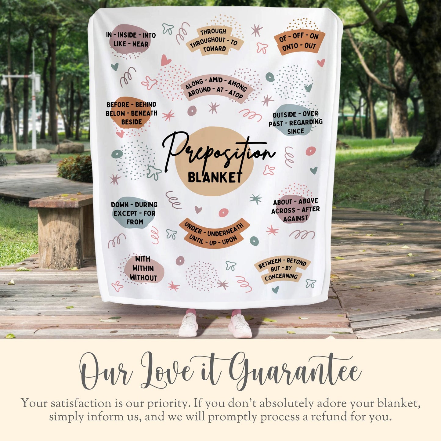Personalized CC Preposition Minky Blanket Gift for English Teacher Plush Throw Year End Gift Grammar Fleece Blanket CC Tutor Gift Essentials