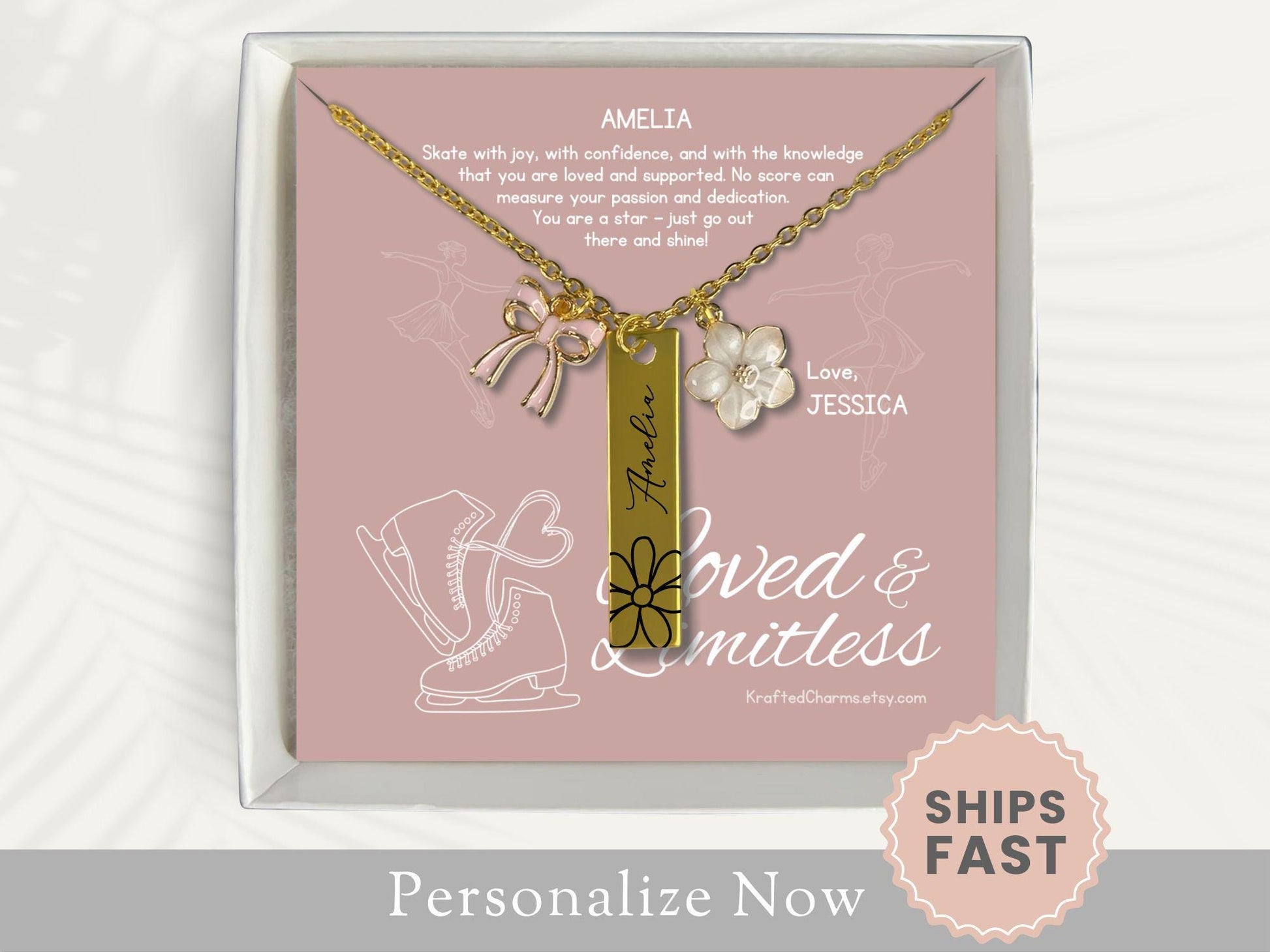 Personalized Figure Skating Quote Necklace Gift for Figure Skater Jewelry Ice Skating Quote Necklace Figure Skating Bar Necklace Keepsake