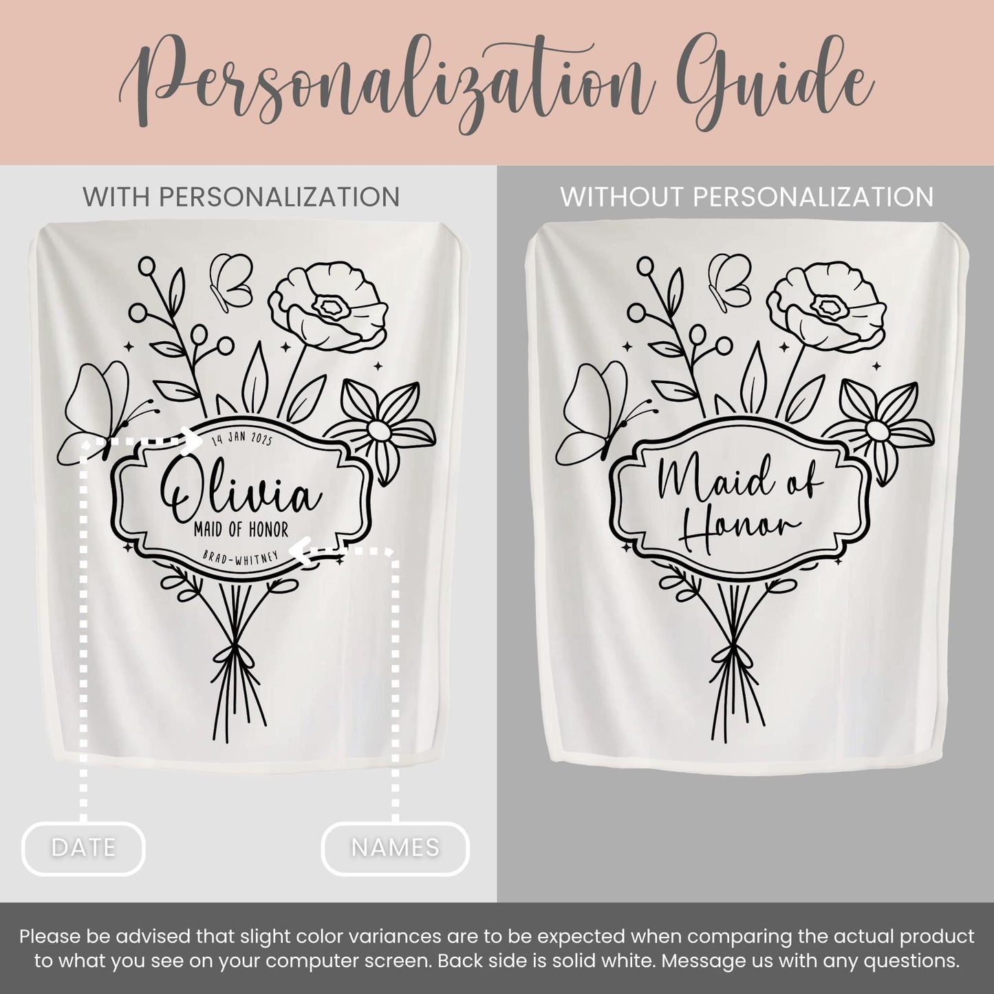Personalized Maid of Honor Minky Blanket Gift for Maid of Honor Throw Wedding Proposal Gift Maid of Honor Plush Blanket Bridal Party Gift
