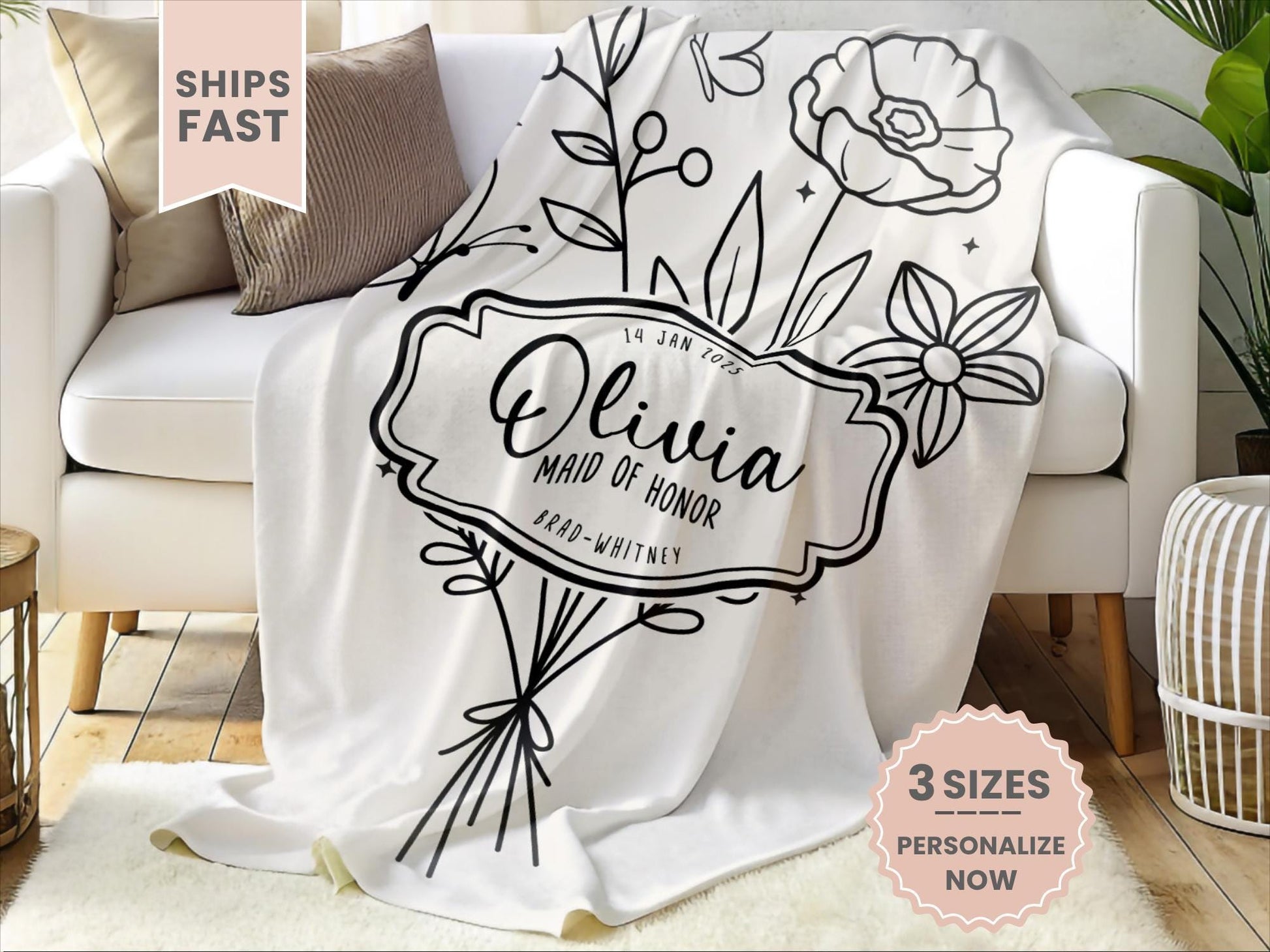 Personalized Maid of Honor Minky Blanket