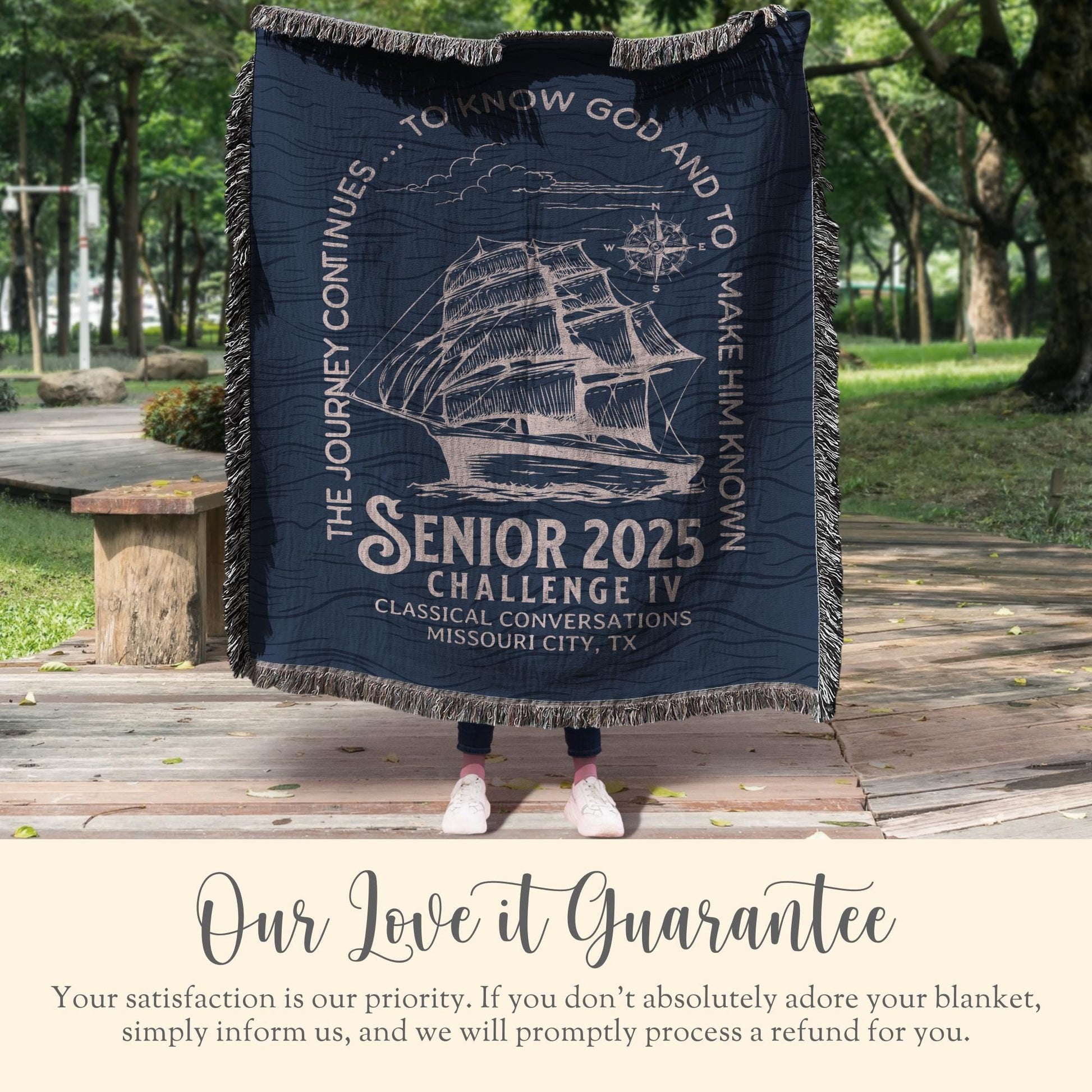 Personalized CC Challenge IV Woven Blanket Gift For Classical Conversations Senior Class Tapestry Year End Gift CC Senior Woven Throw Sail