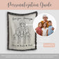 Personalized Granny Line Art Portrait Woven Blanket Gift for Granny Woven Throw Mothers Day Gift Granny Line Drawing Keepsake Blanket Gift