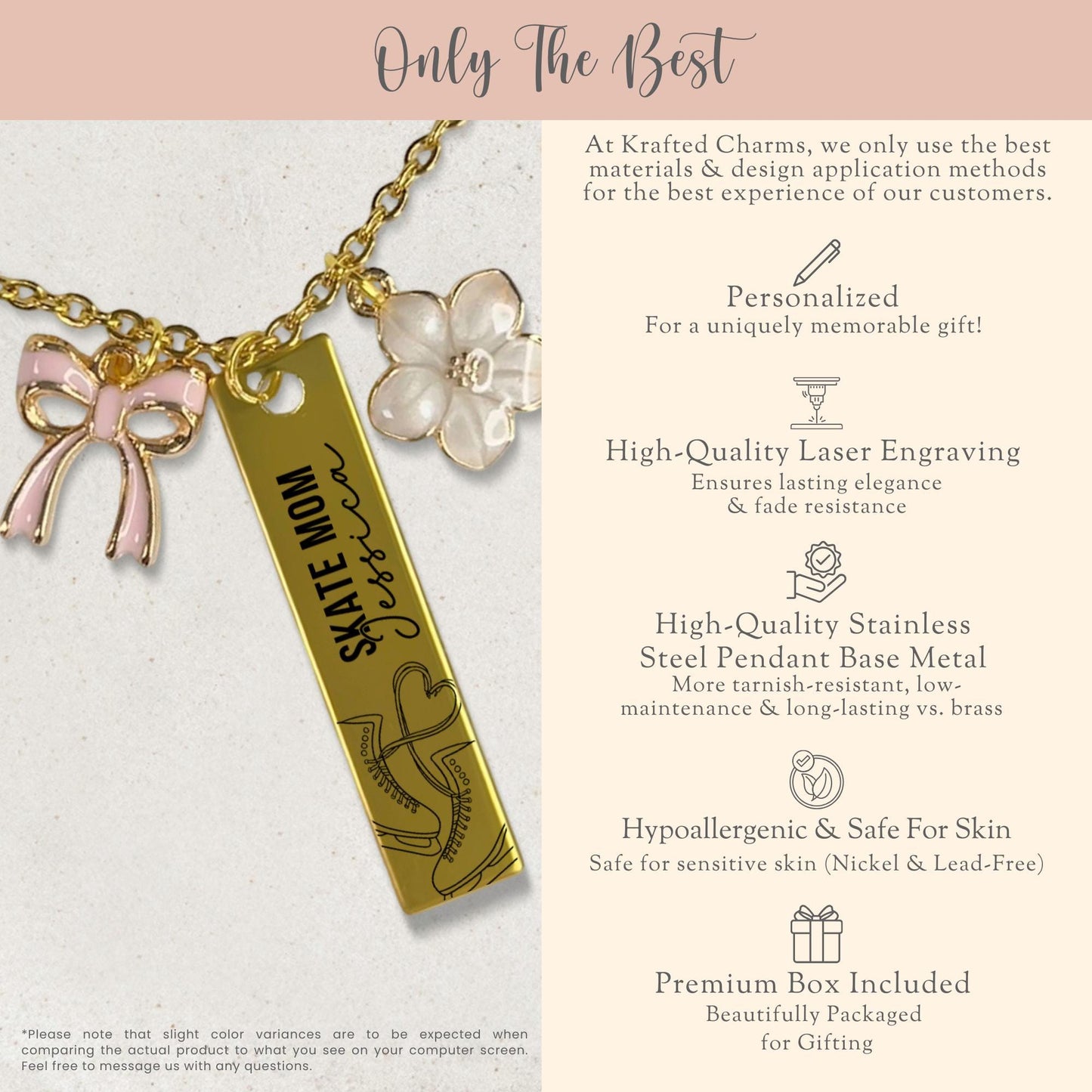Skate Mom Charm Necklace 
Figure Skating Mom Gift