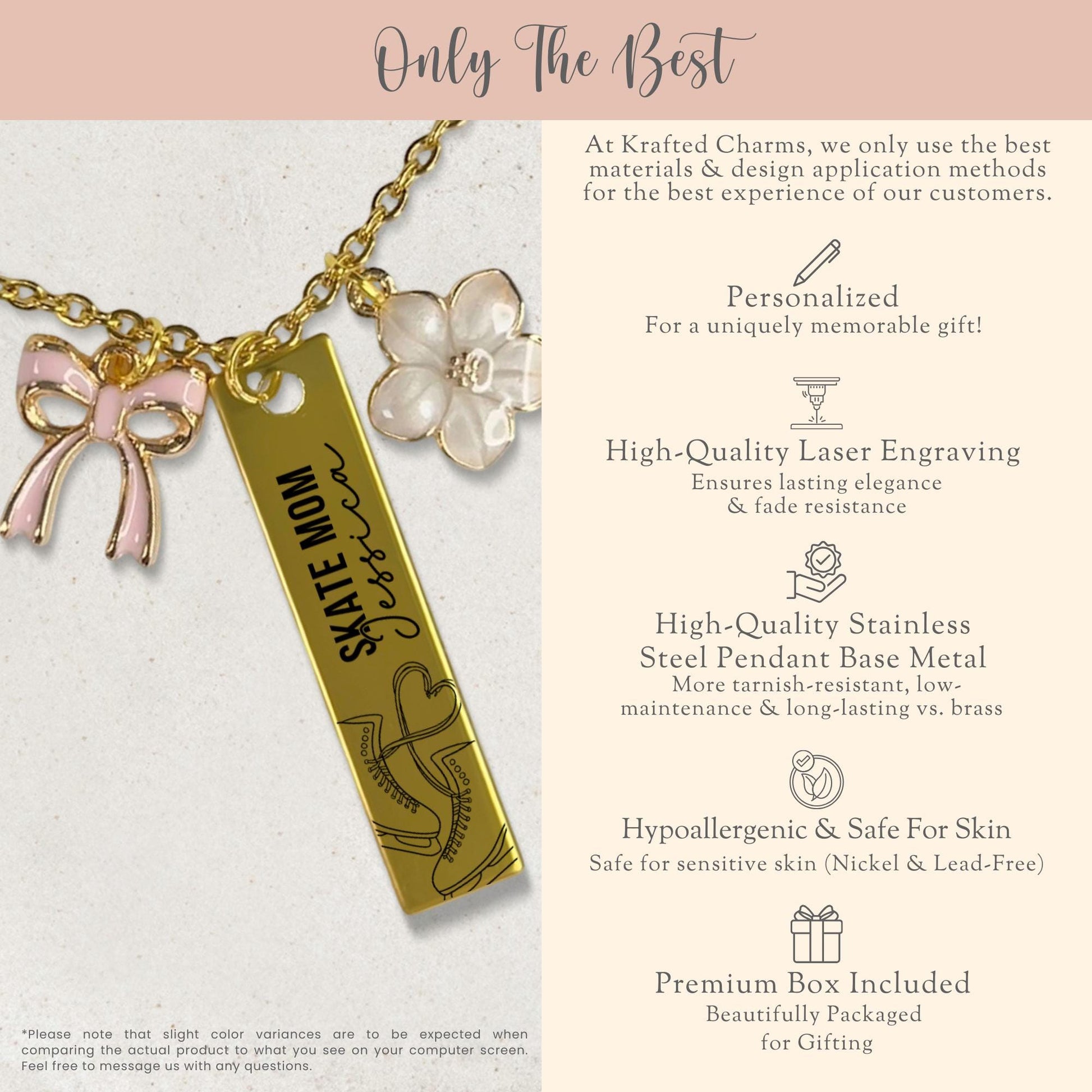 Skate Mom Charm Necklace 
Figure Skating Mom Gift