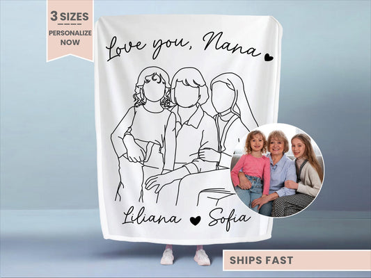 Personalized Nana Line Art Portrait Minky Blanket
Nana faceless minky blanket