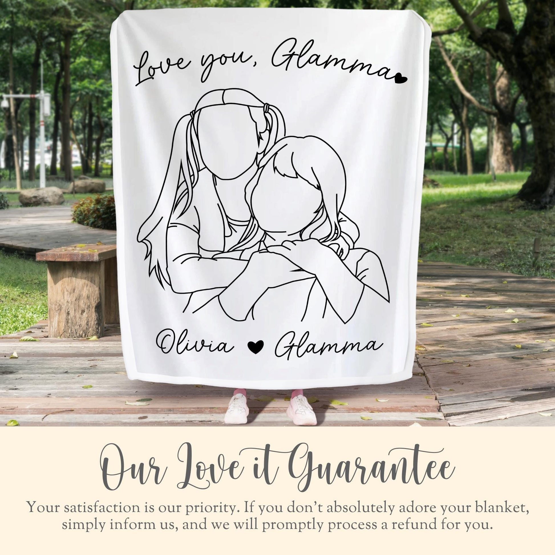 Personalized Glamma Line Art Portrait Minky Blanket Gift for Glamma Faceless Fleece Blanket Mothers Day Gift Glamma Line Drawing Wall Decor