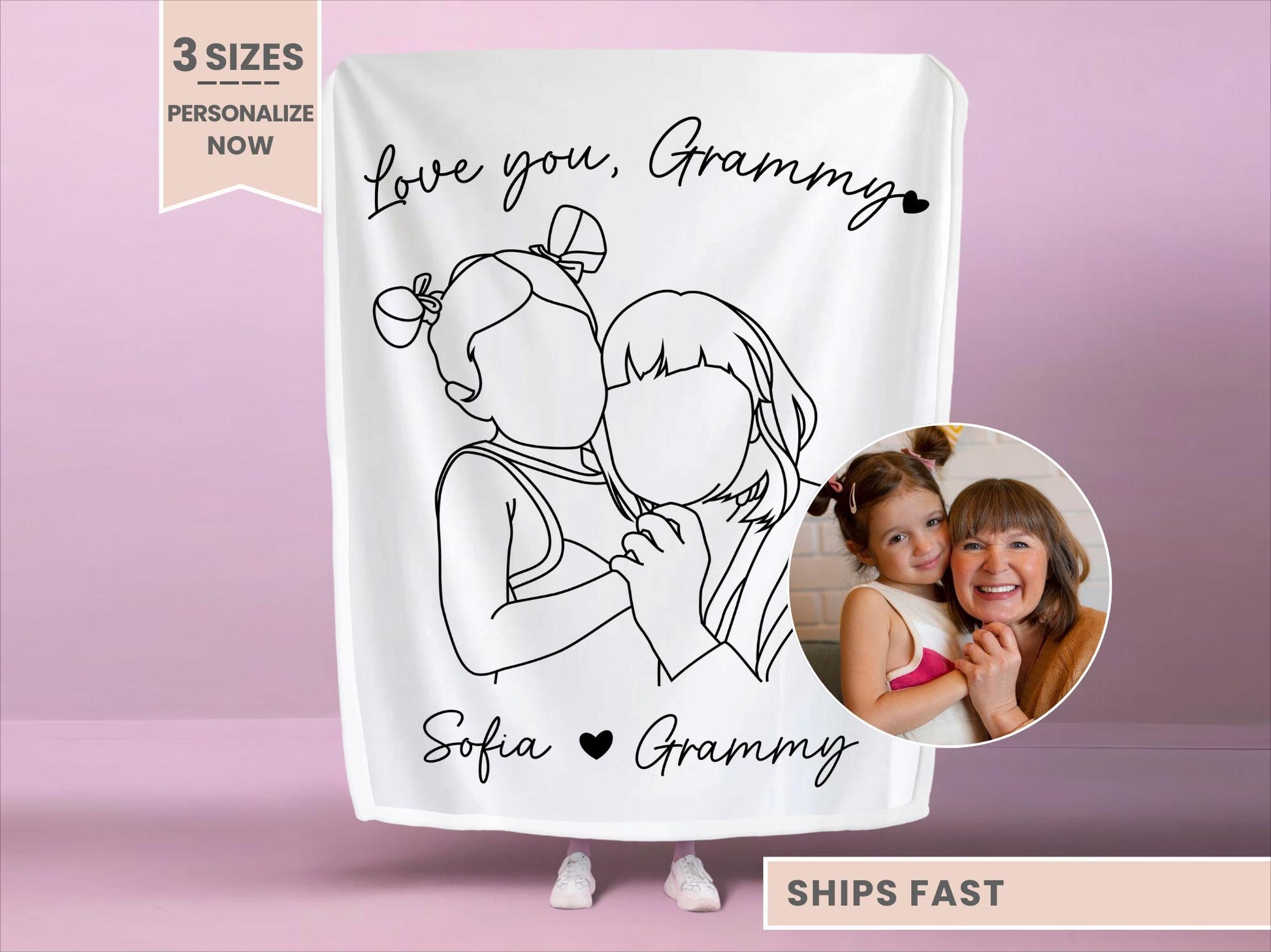 Personalized Grammy Line Art Portrait Minky Blanket
Grammy line art minky blanket
grammy portrait fleece blanket