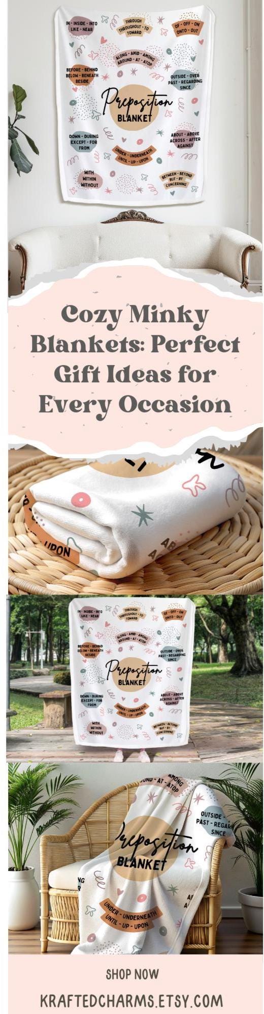 Personalized CC Preposition Minky Blanket Gift for English Teacher Plush Throw Year End Gift Grammar Fleece Blanket CC Tutor Gift Essentials