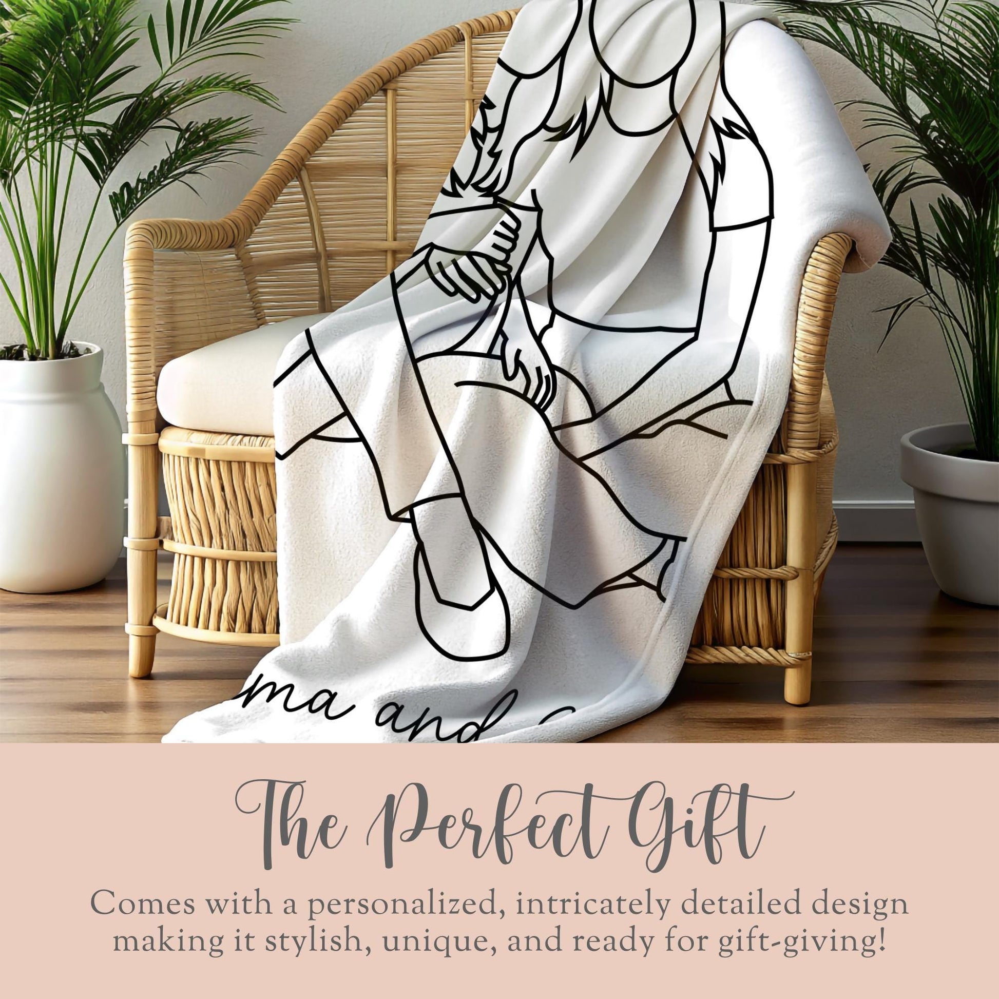 Gift for Mama Keepsake Blanket 
Mothers Day Gift
Mama Line art plush blanket