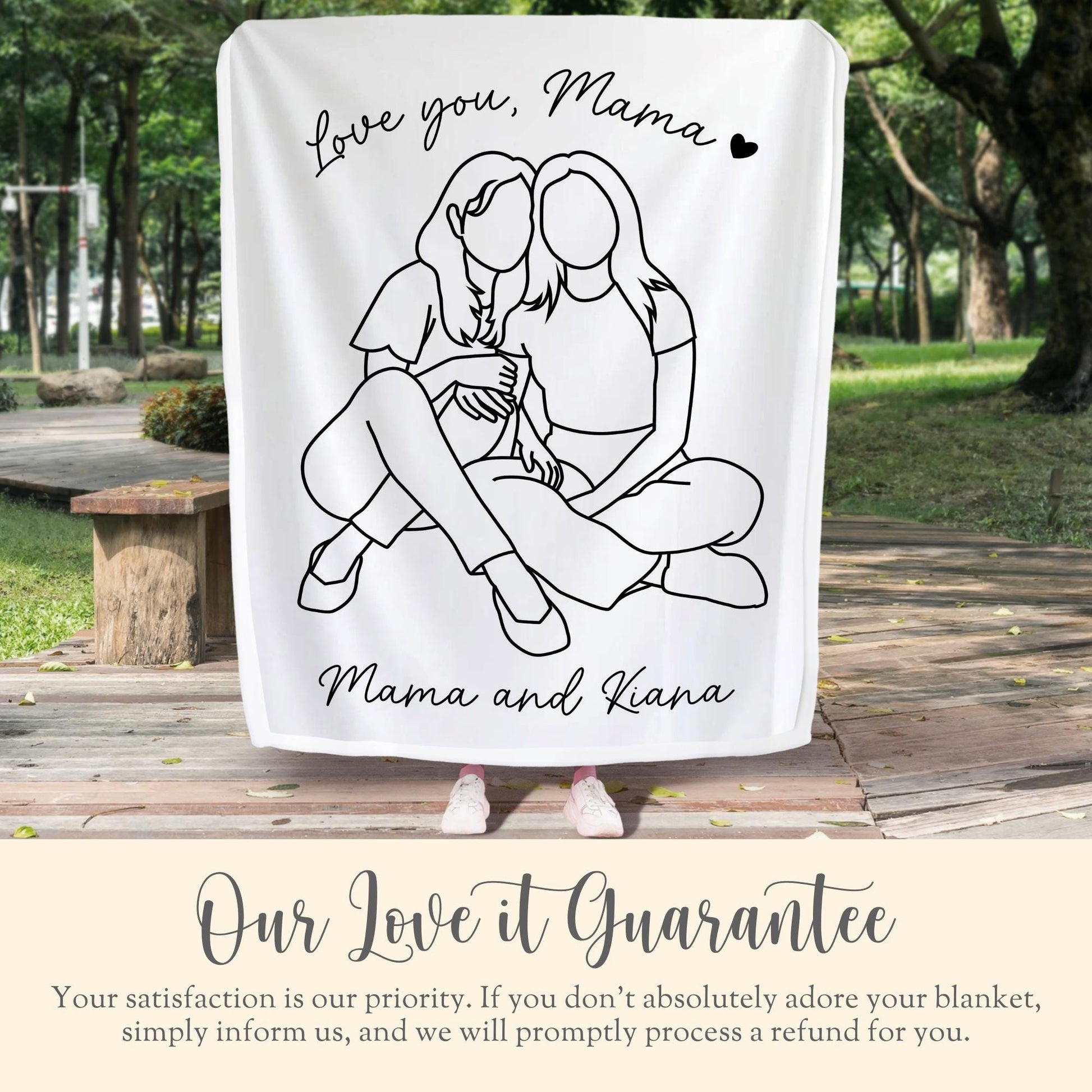 Personalized Mama Line Art Portrait Minky Blanket Gift for Mama Keepsake Blanket Mothers Day Gift Mama Faceless Fleece Throw Wall Decor Gift