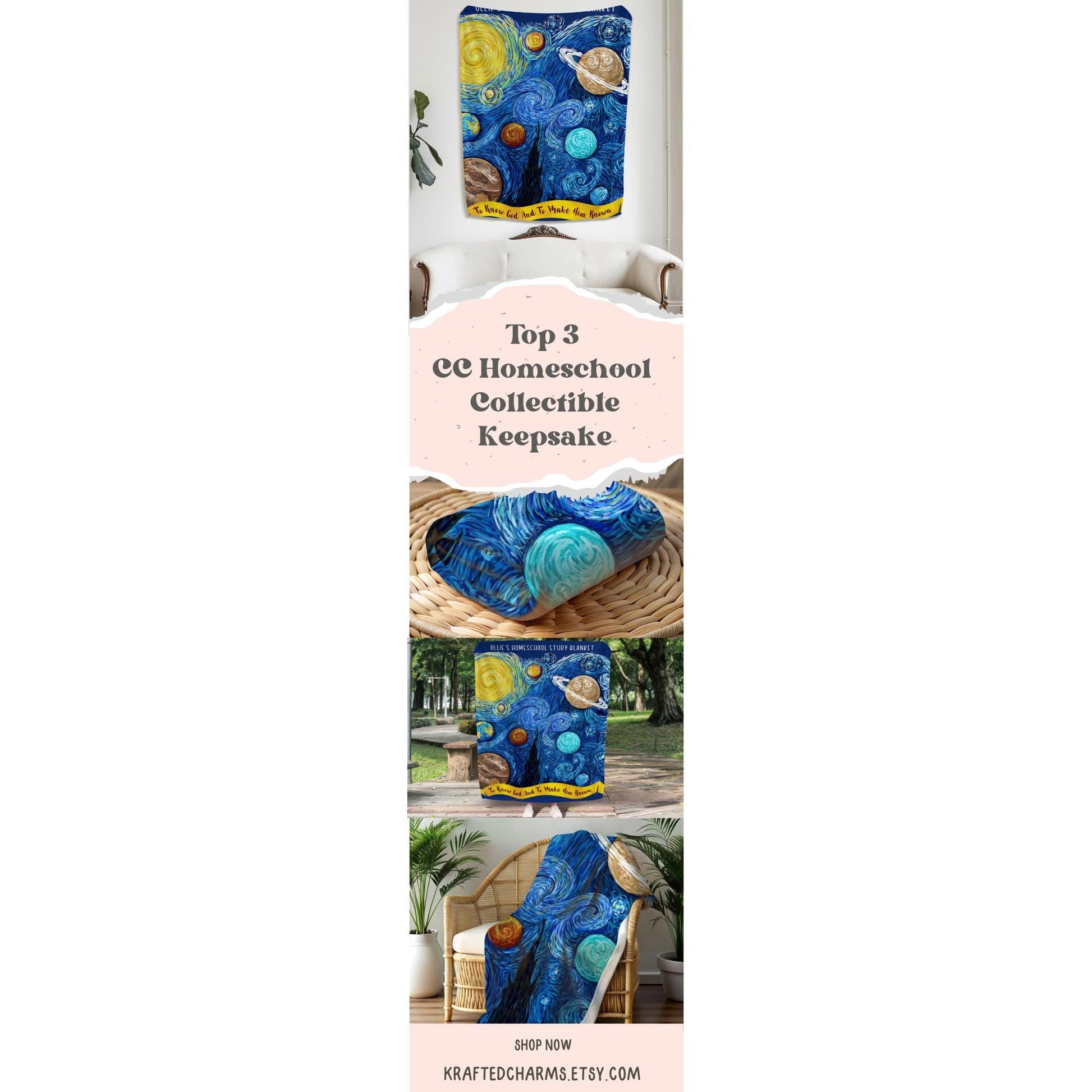 Personalized Cycle 2 Van Gogh Planets Minky Blanket Gift For Cycle 2 Plush Blanket Classical Conversations Tutor Velveteen Blanket CC Throw