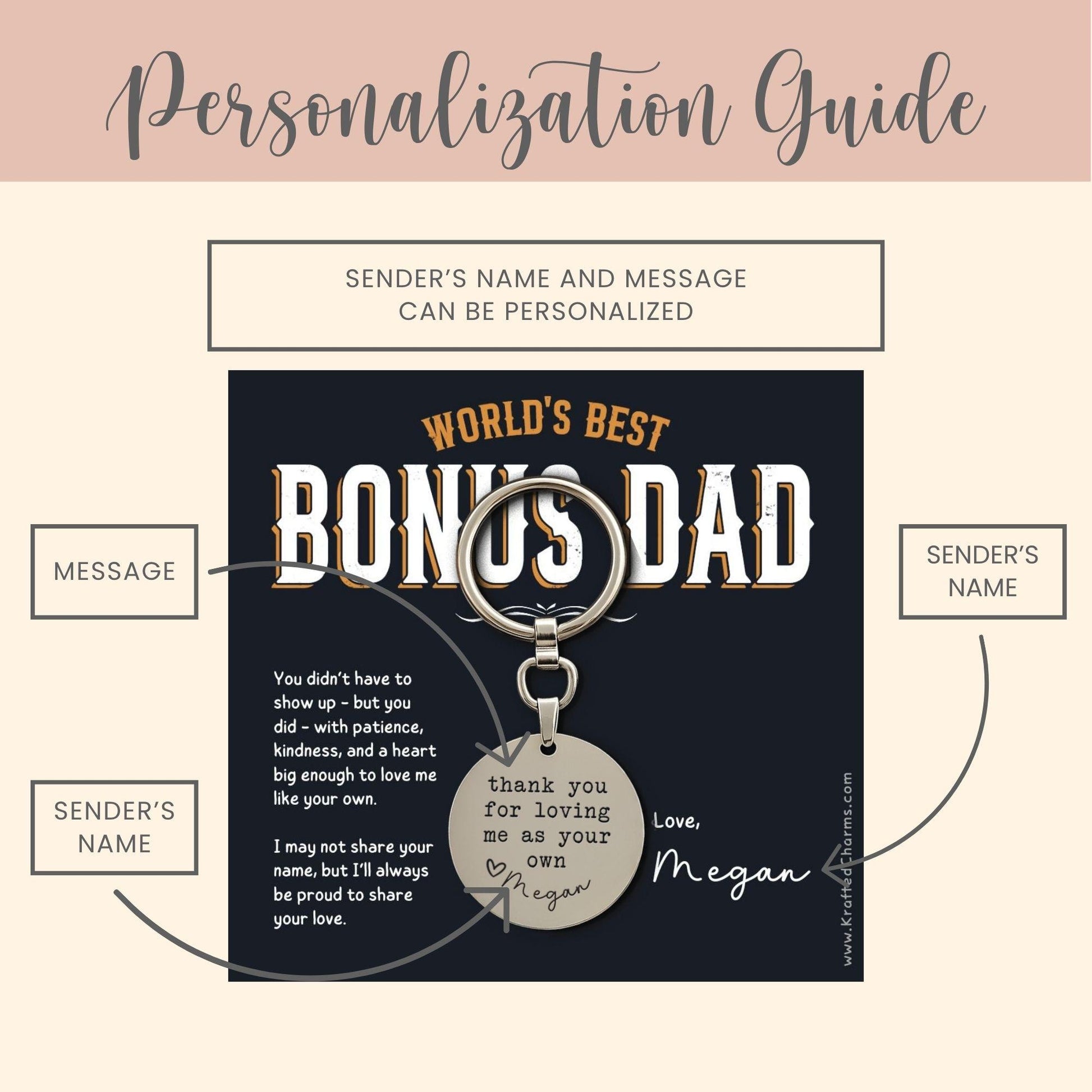 Personalized Bonus Dad Keychain Gift for Bonus Dad Keyfob Fathers Day Gift Step Dad Keyring Present Bonus Dad Thank You from Stepdaughter