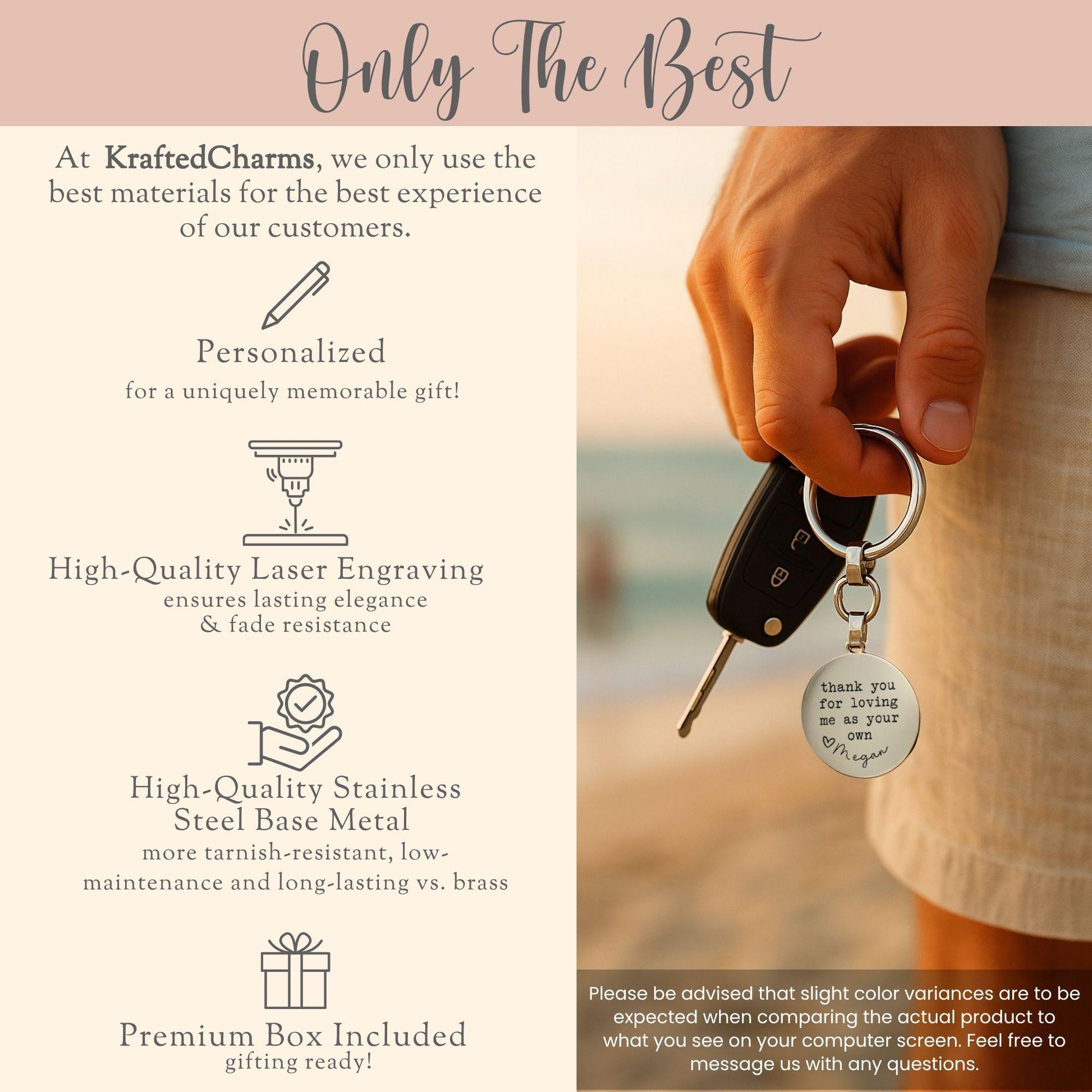 Personalized Bonus Dad Keychain Gift for Bonus Dad Keyfob Fathers Day Gift Step Dad Keyring Present Bonus Dad Thank You from Stepdaughter