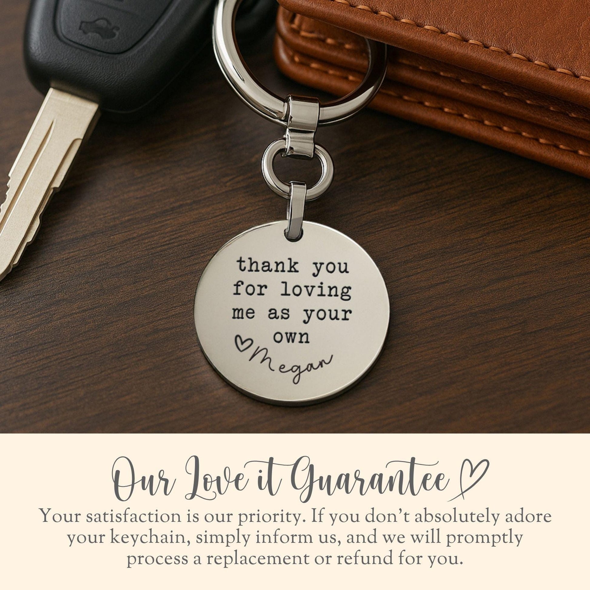 Personalized Bonus Dad Keychain Gift for Bonus Dad Keyfob Fathers Day Gift Step Dad Keyring Present Bonus Dad Thank You from Stepdaughter