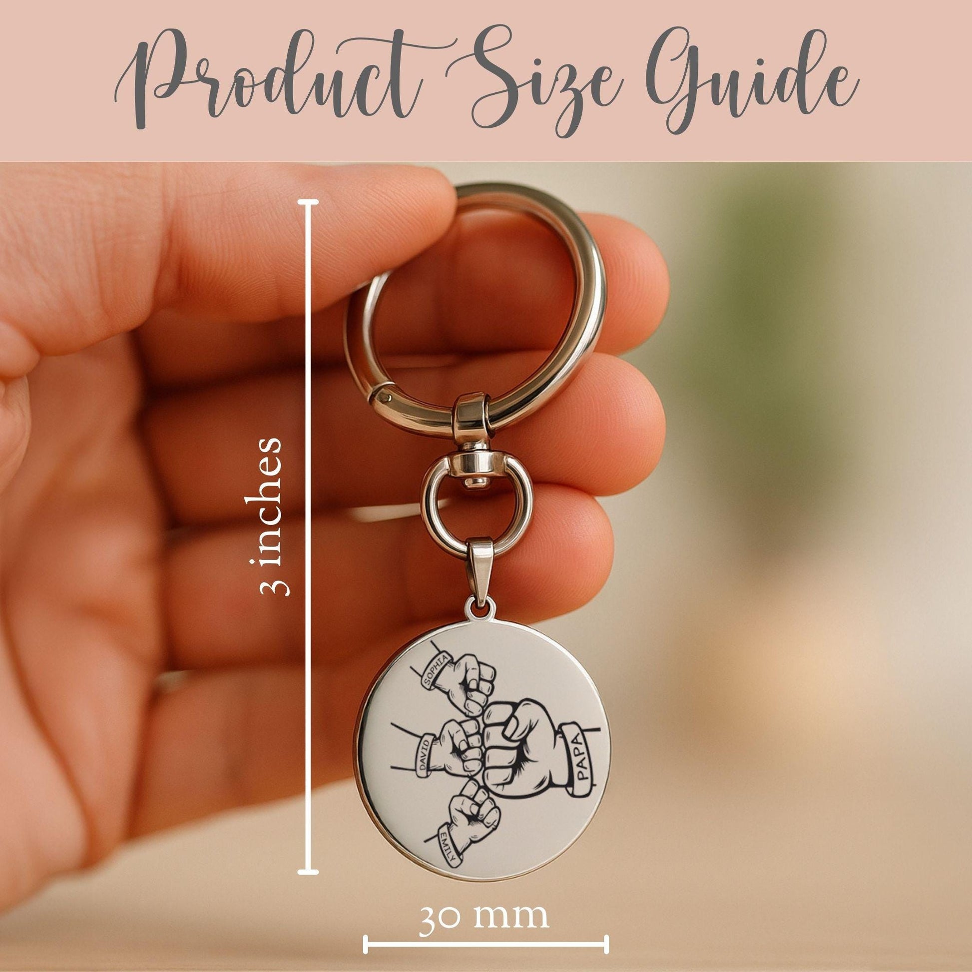 Personalized Papa Keychain Gift for Papa Keyring Fathers Day Gift New Papa Keyfob Papa Birthday Present Papa Appreciation Engrave Key Chain