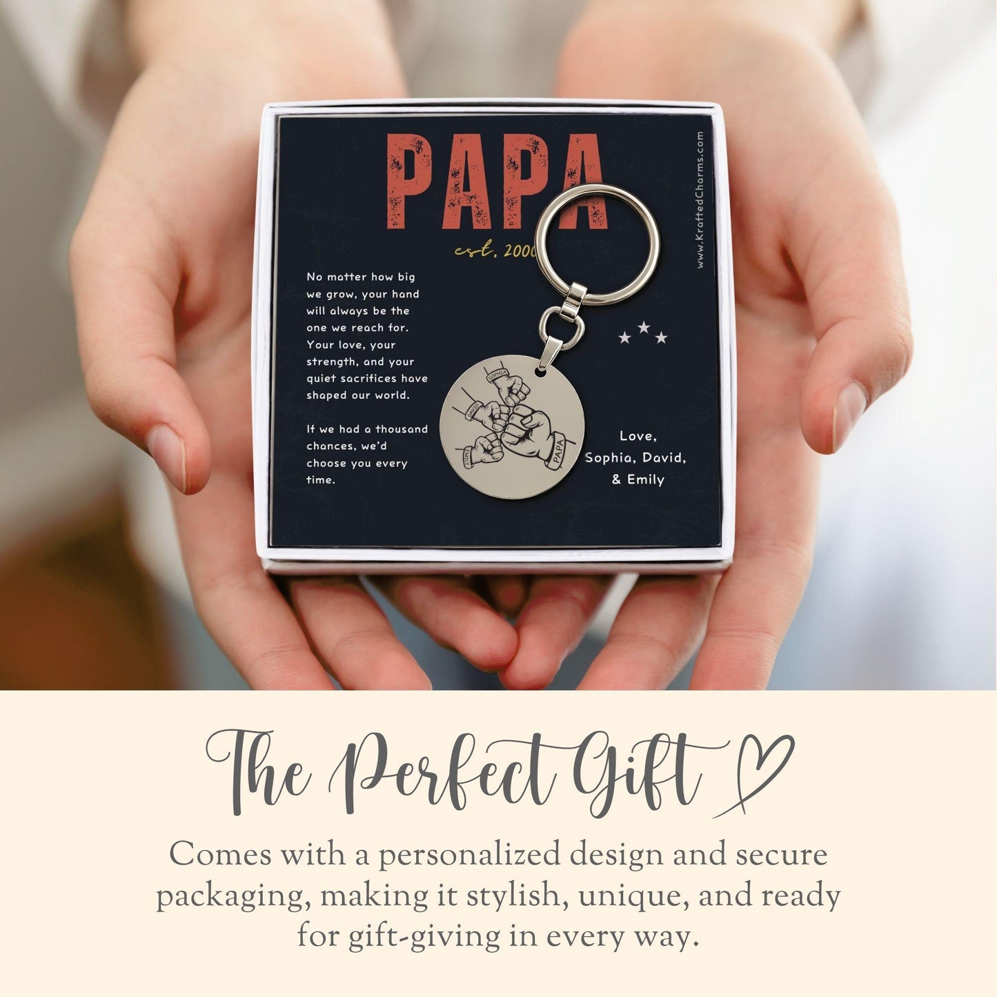 Personalized Papa Keychain Gift for Papa Keyring Fathers Day Gift New Papa Keyfob Papa Birthday Present Papa Appreciation Engrave Key Chain