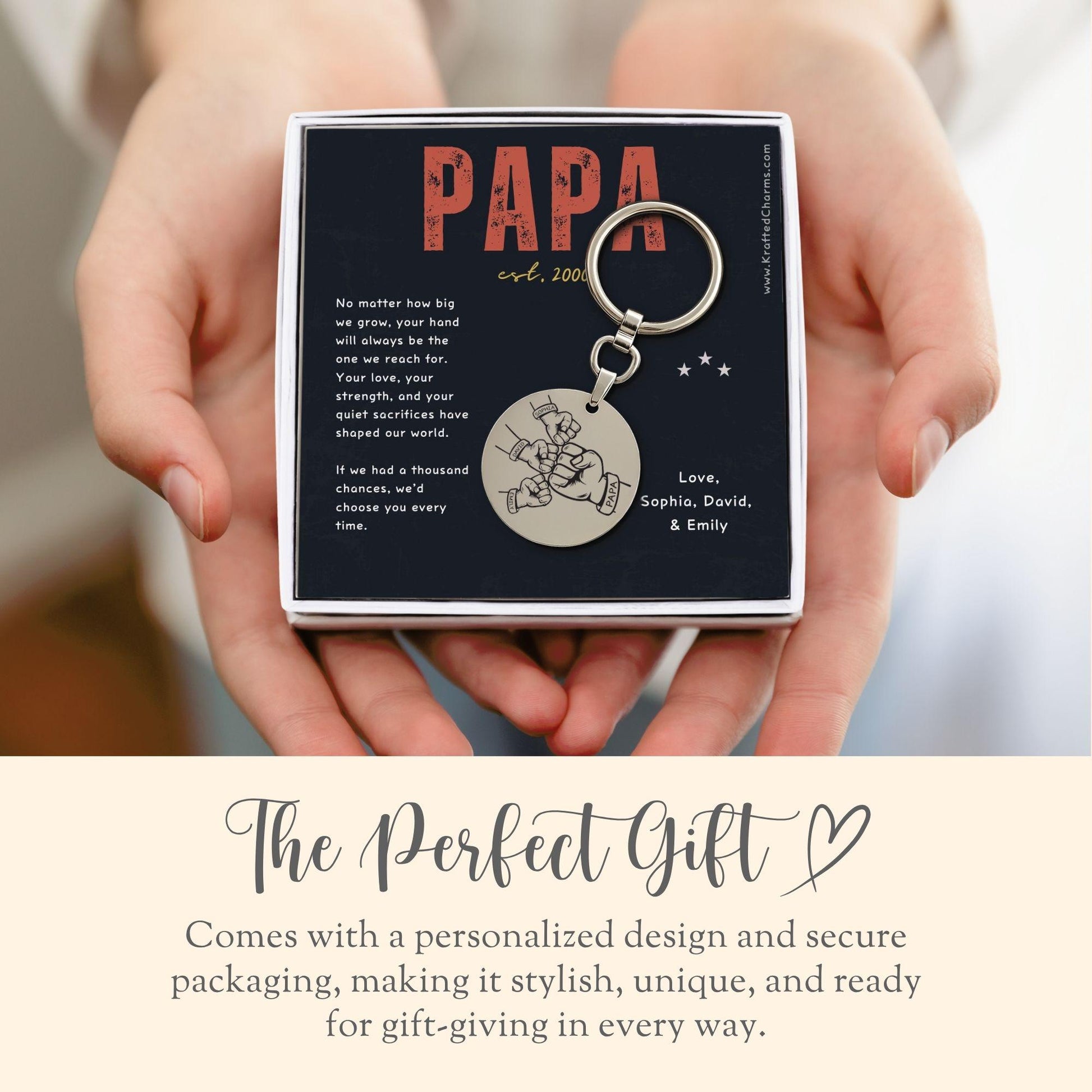 Personalized Papa Keychain Gift for Papa Keyring Fathers Day Gift New Papa Keyfob Papa Birthday Present Papa Appreciation Engrave Key Chain