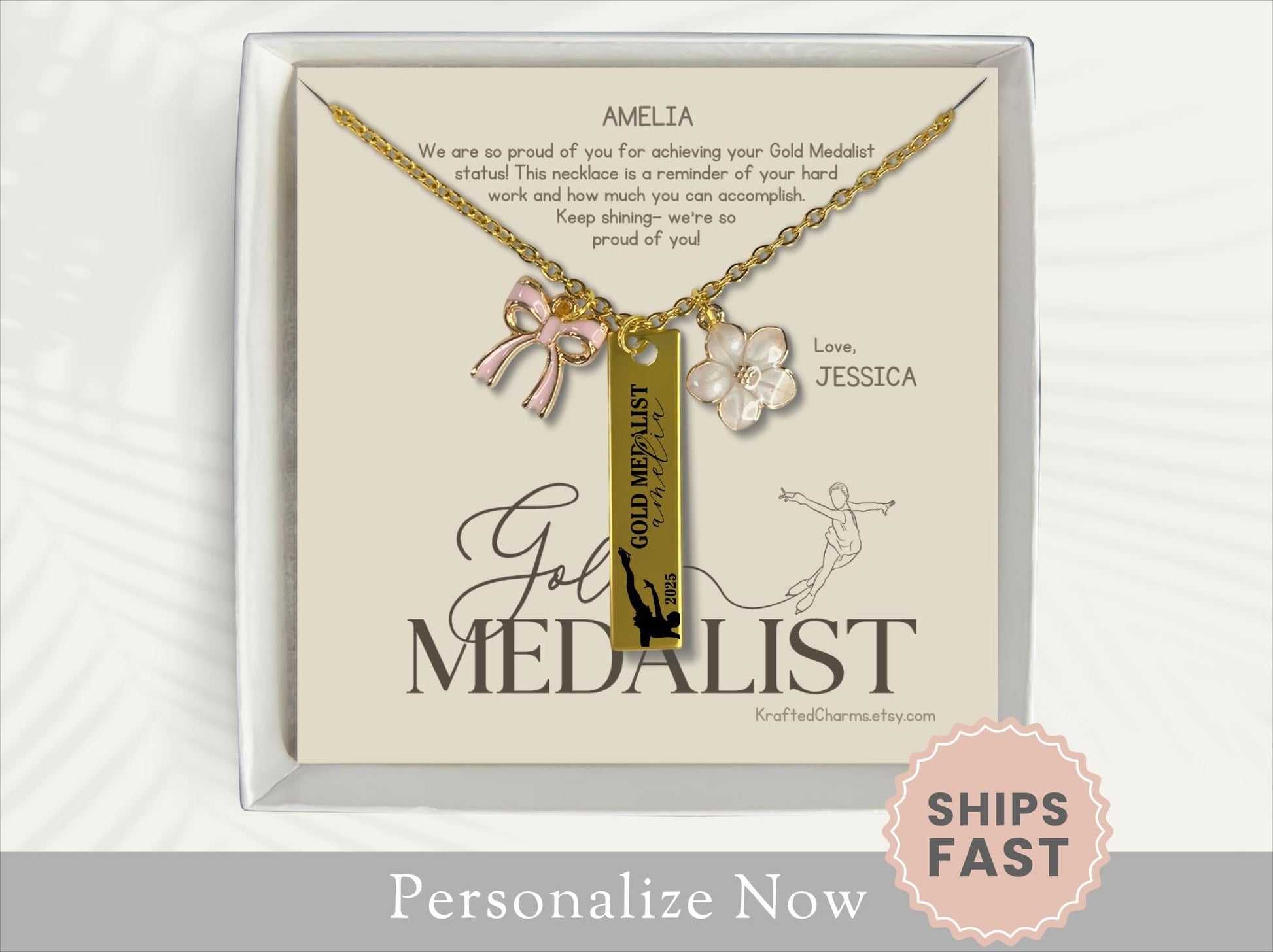 Gold Medalist Figure Skater Necklace