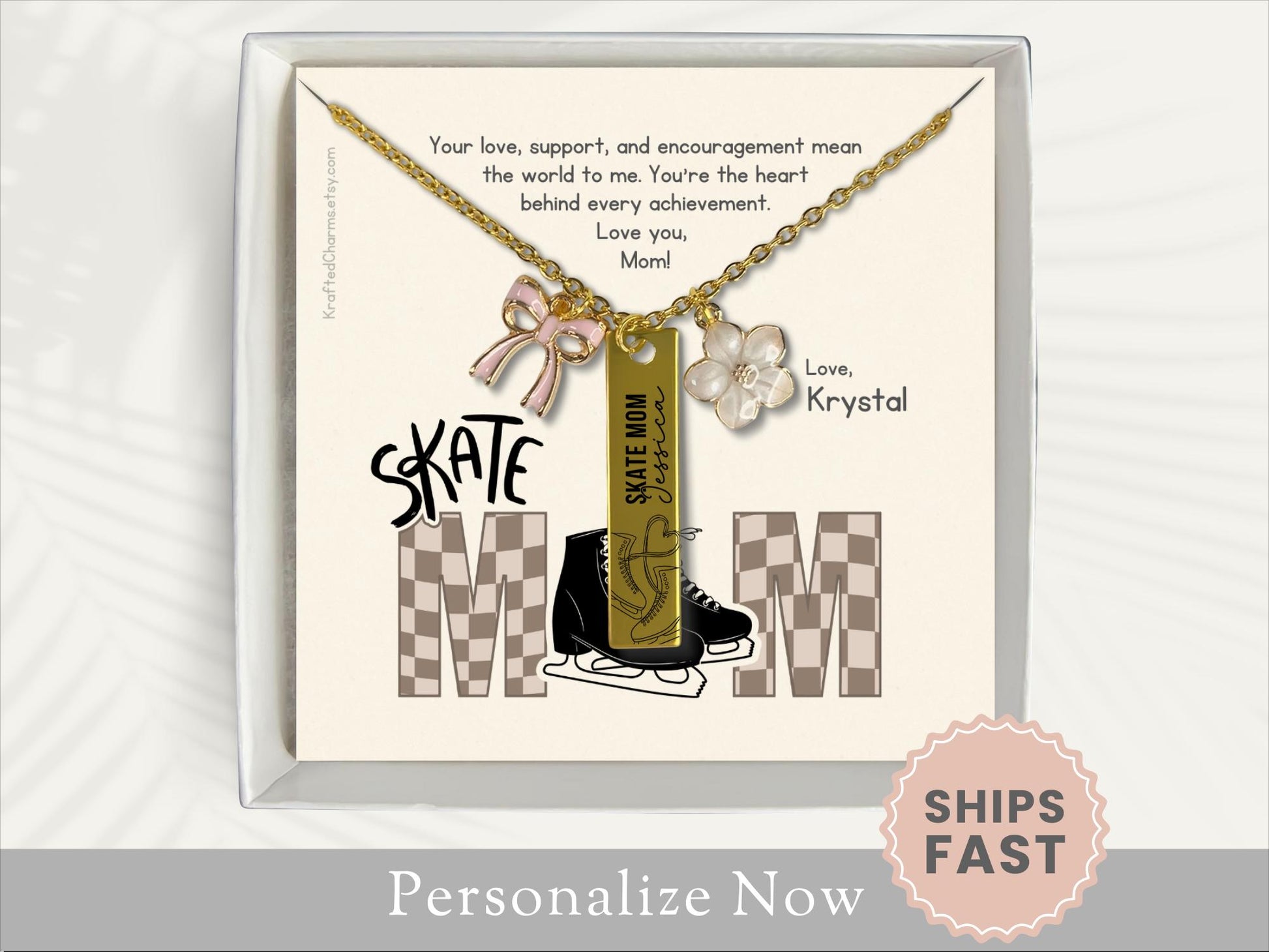 Personalized Skate Mom Necklace