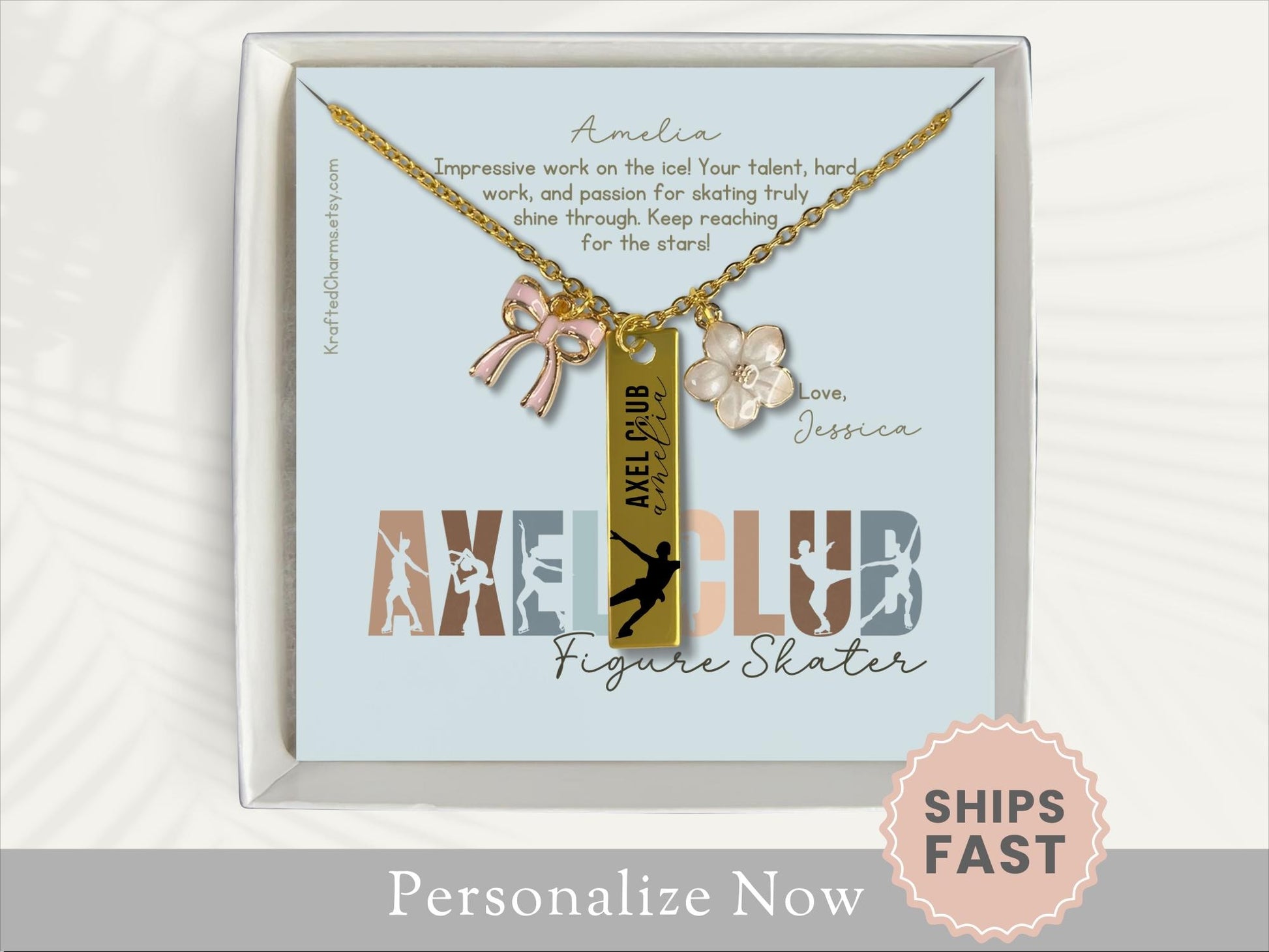 Personalized Axel Club Figure Skating Necklace 
Gift For Axel Figure Skater Jewelry