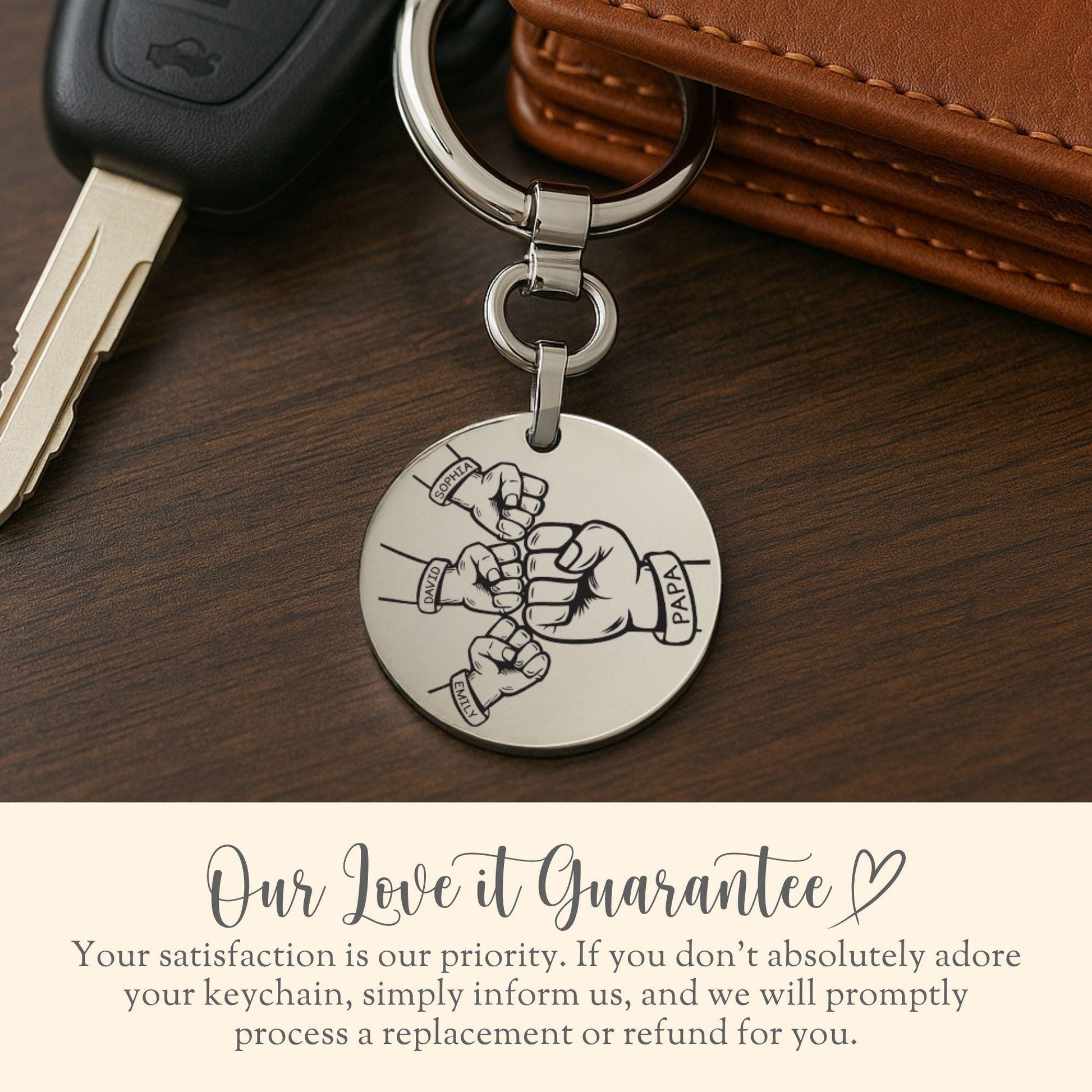 Personalized Papa Keychain Gift for Papa Keyring Fathers Day Gift New Papa Keyfob Papa Birthday Present Papa Appreciation Engrave Key Chain